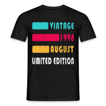 Août 1998 Anniversaire Août 1998 Août - T-shirt homme - noir - Devant - AI Model Male 178 light (178cm)