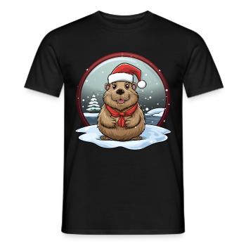 Beaver Christmas - Men's T-Shirt - black - Front - AI Model Male 178 light (178cm)