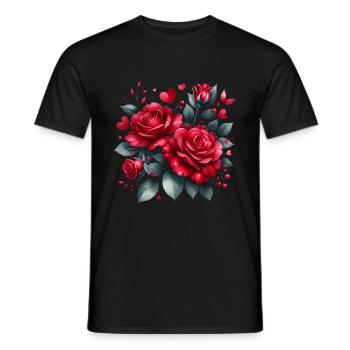 Rote Rosen lieben Valentinstag Paargeschenk - Männer T-Shirt - Schwarz - Vorne - AI Model Male 178 light (178cm)