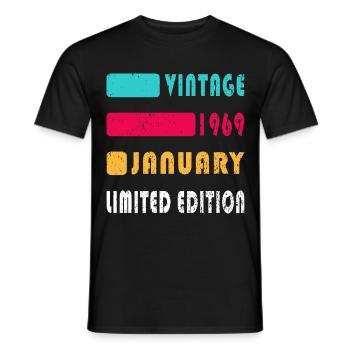 55e anniversaire 55 ans janvier 1969 - T-shirt homme - noir - Devant - AI Model Male 178 light (178cm)