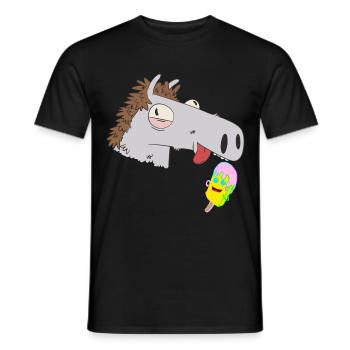Pferdekopf Eiskrem Kinder Sommer Kind Pferd Pferde - Men's T-Shirt - black - Front - AI Model Male 178 light (178cm)