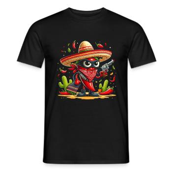 Chili Bandido - Männer T-Shirt - Schwarz - Vorne - AI Model Male 178 light (178cm)