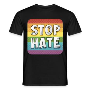 LGBTQ Stop Hate - Männer T-Shirt - Schwarz - Vorne - AI Model Male 178 light (178cm)