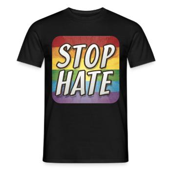 LGBTQ Stop Hate - Männer T-Shirt - Schwarz - Vorne - AI Model Male 178 light (178cm)