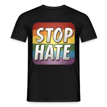 LGBTQ Stop Hate - Männer T-Shirt - Schwarz - Vorne - AI Model Male 178 light (178cm)