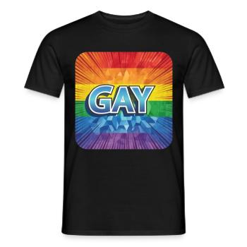 LGBTQ GAY - Männer T-Shirt - Schwarz - Vorne - AI Model Male 178 light (178cm)