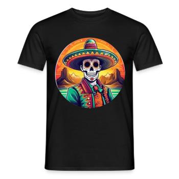5 de Mayo Party Drinko de Mayo Sugar Skull Sombr - Men's T-Shirt - black - Front - AI Model Male 178 light (178cm)