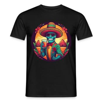 5 de Mayo Party Drinko de Mayo Sugar Skull Drink - Men's T-Shirt - black - Front - AI Model Male 178 light (178cm)