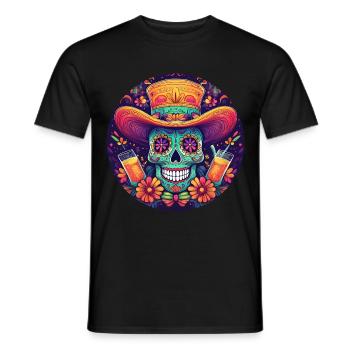 5 de Mayo Party Drinko de Mayo Sugar Skull Drink - Men's T-Shirt - black - Front - AI Model Male 178 light (178cm)