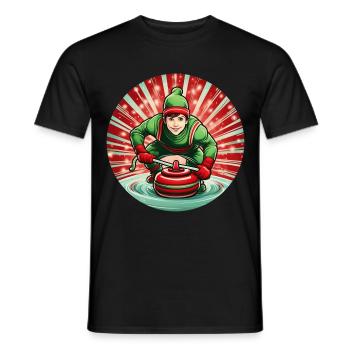 Weihnachtself Curling - Männer T-Shirt - Schwarz - Vorne - AI Model Male 178 light (178cm)