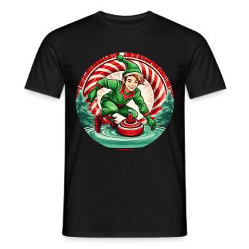 Weihnachtself Curling - Männer T-Shirt - Schwarz - Vorne - AI Model Male 178 light (178cm)