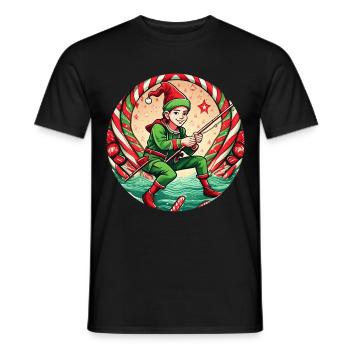 Weihnachtself-angeln - Männer T-Shirt - Schwarz - Vorne - AI Model Male 178 light (178cm)