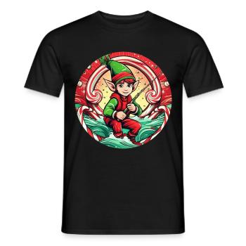 Weihnachtself Angeln - Männer T-Shirt - Schwarz - Vorne - AI Model Male 178 light (178cm)