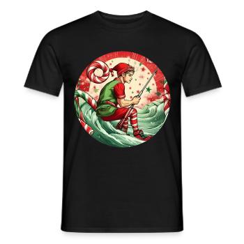 Weihnachtself Angeln - Männer T-Shirt - Schwarz - Vorne - AI Model Male 178 light (178cm)
