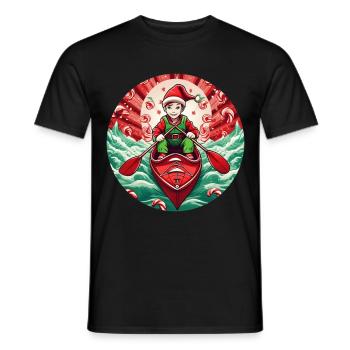 Weihnachtself Kajakfahren - Männer T-Shirt - Schwarz - Vorne - AI Model Male 178 light (178cm)