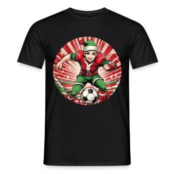 Christmas Elf Football Football - Men's T-Shirt - black - Front - AI Model Male 178 light (178cm)