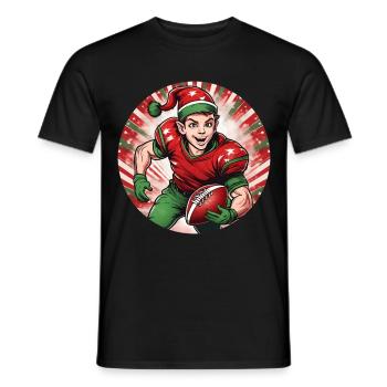 Elfe de Noël Football Américain - T-shirt homme - noir - Devant - AI Model Male 178 light (178cm)