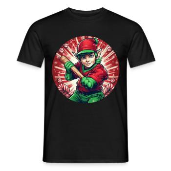Christmas Elf baseball - Men's T-Shirt - black - Front - AI Model Male 178 light (178cm)