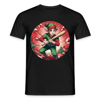 Christmas Elf baseball - Men's T-Shirt - black - Front - AI Model Male 178 light (178cm)