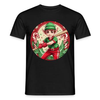 Christmas Elf baseball - Men's T-Shirt - black - Front - AI Model Male 178 light (178cm)