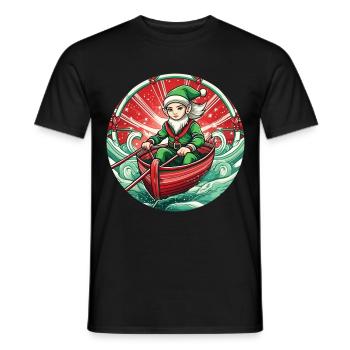 Aviron de lutin de Noël - T-shirt homme - noir - Devant - AI Model Male 178 light (178cm)
