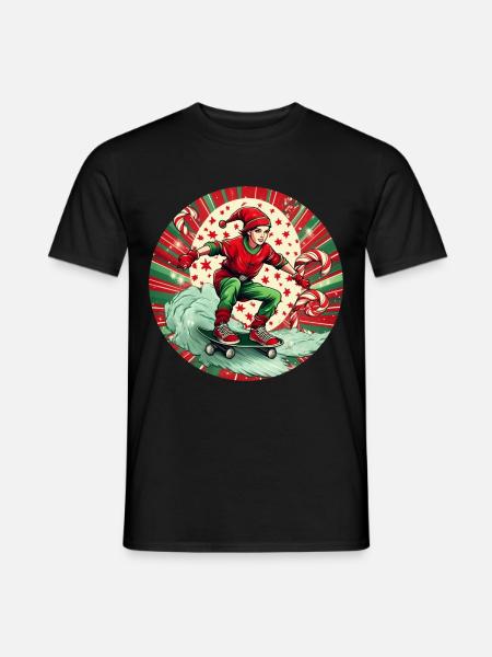 Christmas Elf Skateboarding - Men's T-Shirt - black