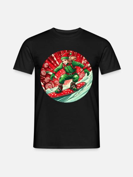 Christmas Elf Snowboarding - Men's T-Shirt - black
