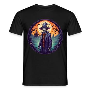 Gruseliges Halloween-party-kostüm Voodoo-priester - Men's T-Shirt - black - Front - AI Model Male 178 light (178cm)