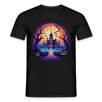 Gruseliges Halloween-party-kostüm, Halloween-villa - Men's T-Shirt - black - Front - AI Model Male 178 light (178cm)