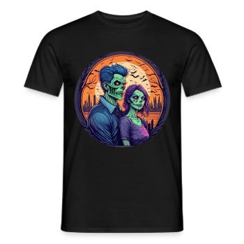 Gruseliges Halloween-party-kostüm, Zombie-paar - Men's T-Shirt - black - Front - AI Model Male 178 light (178cm)