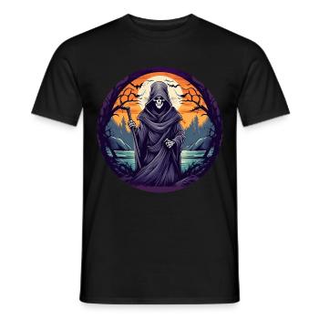 Gruseliges Halloween-partykostüm Sensenmann - Men's T-Shirt - black - Front - AI Model Male 178 light (178cm)