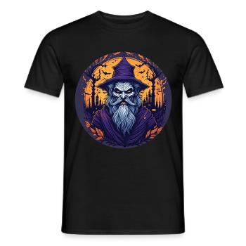 Gruseliges Halloween-partykostüm Hexenmeister - Men's T-Shirt - black - Front - AI Model Male 178 light (178cm)