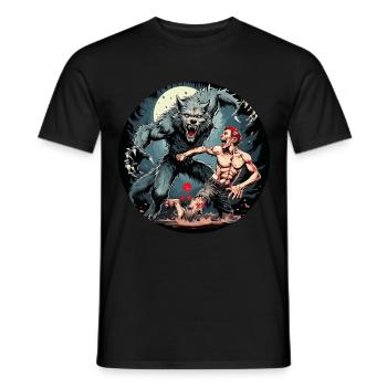 Gruseliges Halloween-partykostüm Werwolf Greift An - Männer T-Shirt - Schwarz - Vorne - AI Model Male 178 light (178cm)