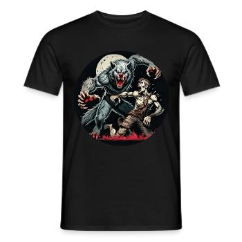 Gruseliges Halloween-partykostüm Werwolf Und - Men's T-Shirt - black - Front - AI Model Male 178 light (178cm)