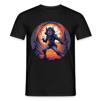 Gruseliges Halloween-partykostüm Werwolf-kostüm - Men's T-Shirt - black - Front - AI Model Male 178 light (178cm)