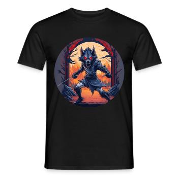 Gruseliges Halloween-partykostüm Werwolf-kostüm - Männer T-Shirt - Schwarz - Vorne - AI Model Male 178 light (178cm)