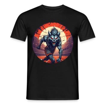 Gruseliges Halloween-partykostüm Werwolf Läuft - Männer T-Shirt - Schwarz - Vorne - AI Model Male 178 light (178cm)
