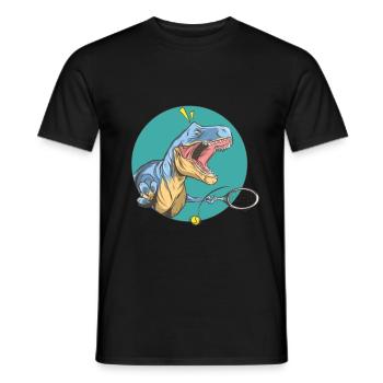 T-Rex beim Tennis - Männer T-Shirt - Schwarz - Vorne - AI Model Male 178 light (178cm)