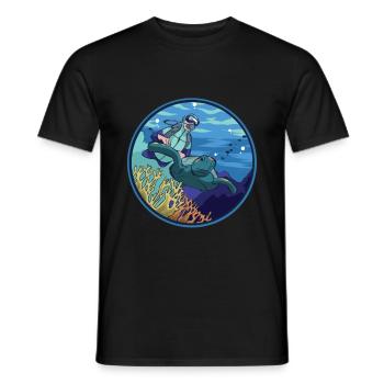 Turtle reef diver - Men's T-Shirt - black - Front - AI Model Male 178 light (178cm)