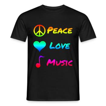 Peace Love Music Peace Music Symbol Gift - Men's T-Shirt - black - Front - AI Model Male 178 light (178cm)