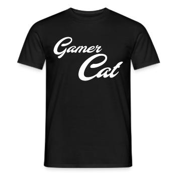 Gamer Cat Katze süß klein Zocken Gamerin - Männer T-Shirt - Schwarz - Vorne - AI Model Male 178 light (178cm)