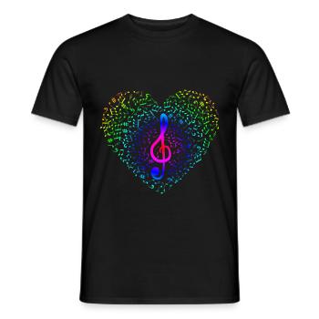 Notenschlüssel Note Herz Musiker Musik Geschenk - Männer T-Shirt - Schwarz - Vorne - AI Model Male 178 light (178cm)