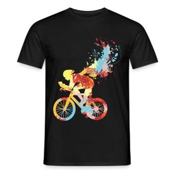 Road bike cycling - Men's T-Shirt - black - Front - AI Model Male 178 light (178cm)