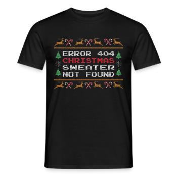 Error 404 Christmas Sweater not found - Men's T-Shirt - black - Front - AI Model Male 178 light (178cm)