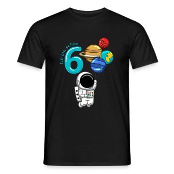 6 Jahre Astronaut Geburtstag - Männer T-Shirt - Schwarz - Vorne - AI Model Male 178 light (178cm)