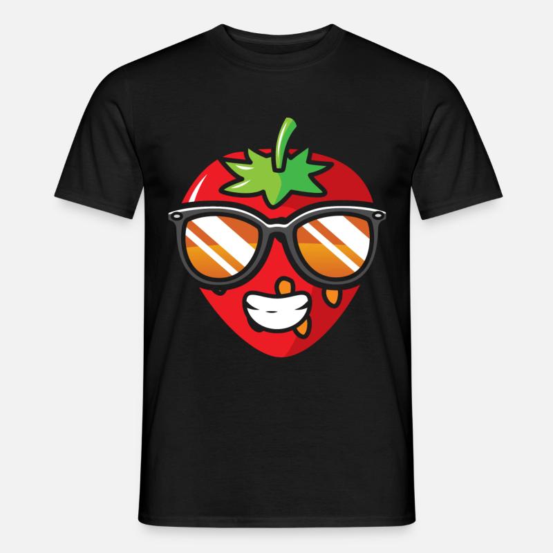 Erdbeere - Männer T-Shirt - Schwarz