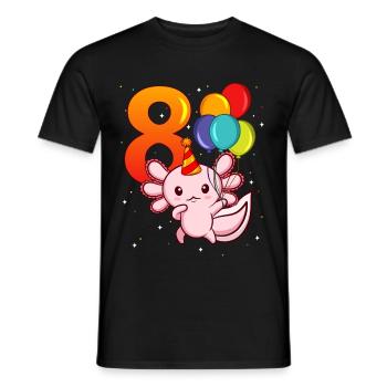 Axolotl Geburtstag Acht Jahre - Männer T-Shirt - Schwarz - Vorne - AI Model Male 178 light (178cm)