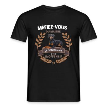Méfiez vous du maître - DOBERMANN - IDÉE CADEAU - T-shirt homme - noir - Devant - AI Model Male 178 light (178cm)