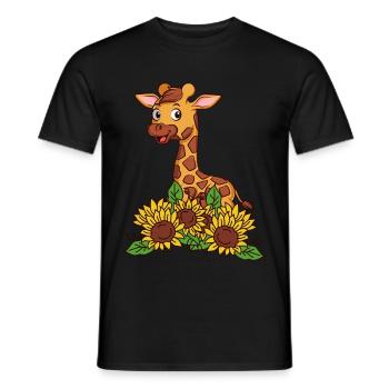 Giraffe mit Sonnenblumen - Männer T-Shirt - Schwarz - Vorne - AI Model Male 178 light (178cm)