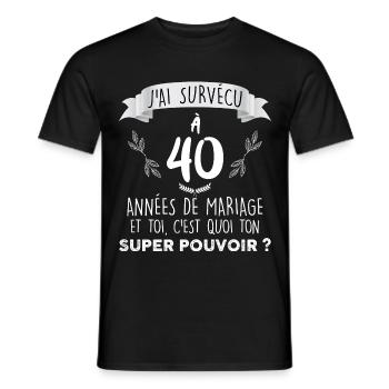 40 ans de mariage Cadeau Humour homme - T-shirt homme - noir - Devant - AI Model Male 178 light (178cm)